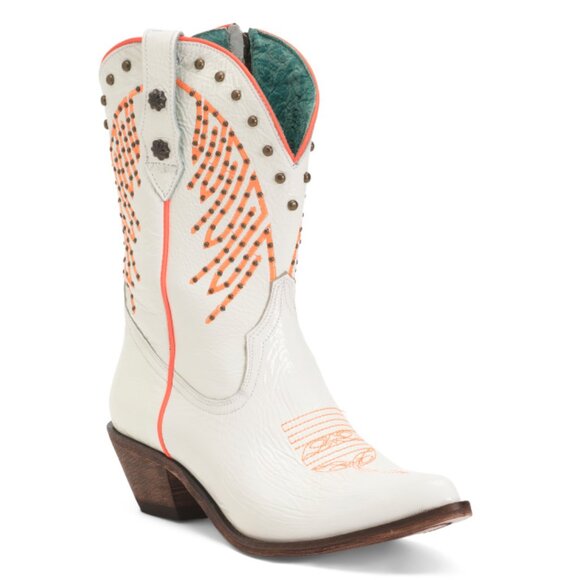 CORRAL BOOTSMexico Leather Fluorescent Studded Embroidered Western